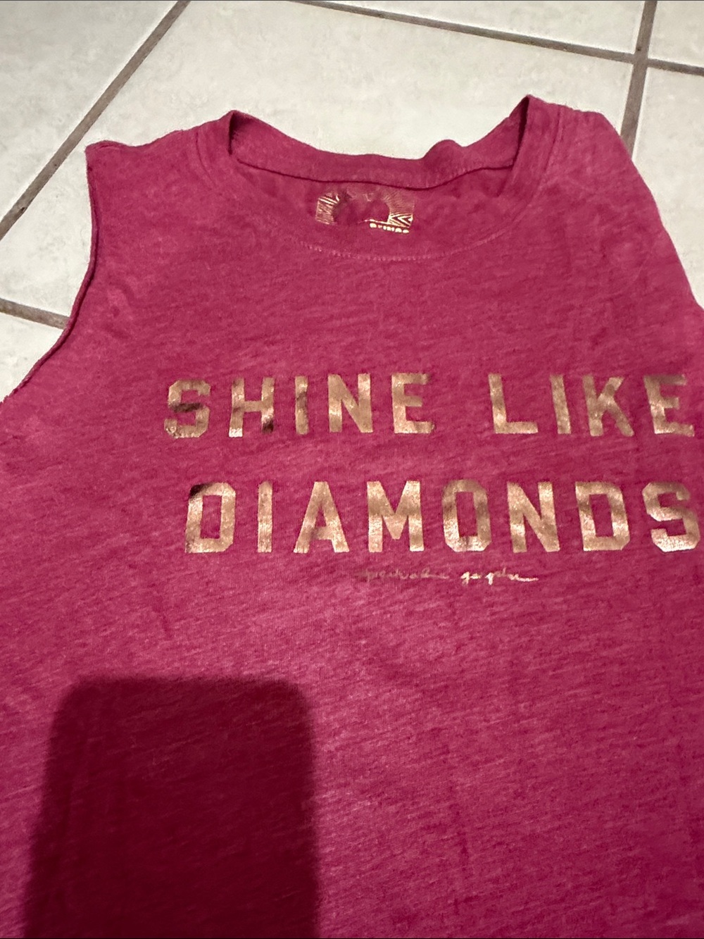 Spiritual Gangster Magenta Tank with Gold Foil 'Shine Like Diamonds'